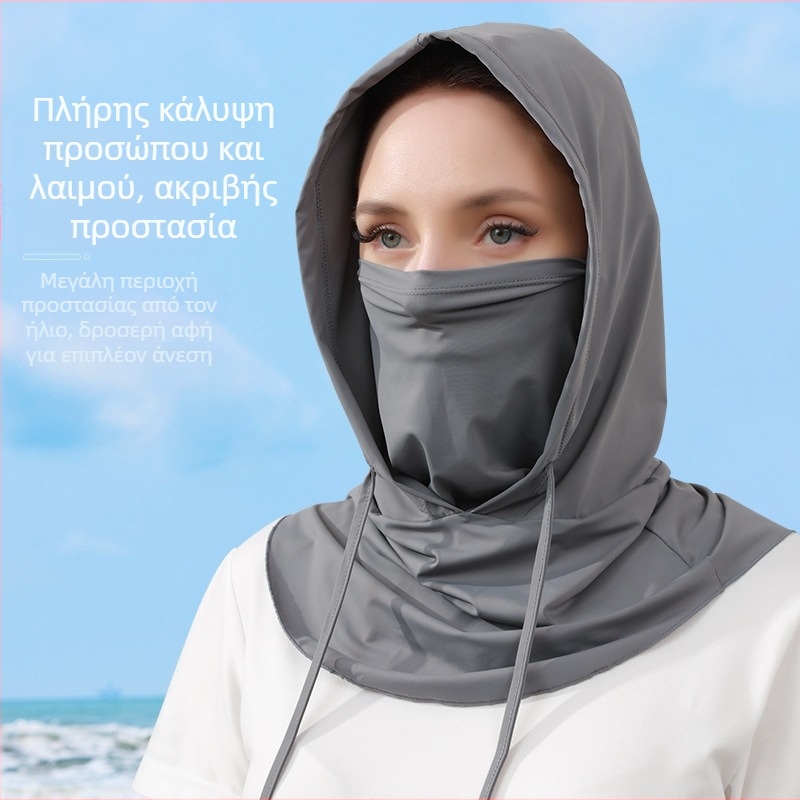 Καλοκαιρινή μάσκα αντηλιακής προστασίας με κουκούλα και μετάξι για άνδρες και γυναίκες, προστασία προσώπου, κασκόλ λαιμού, καπέλο εξωτερικού χώρου, μάσκα ποδηλασίας
