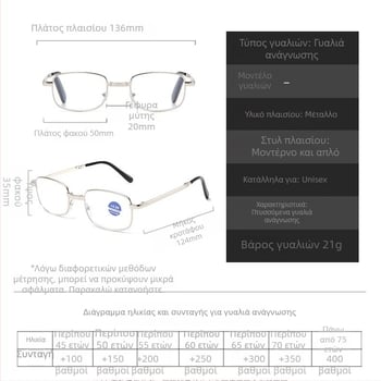 Φορητά πτυσσόμενα γυαλιά πρεσβυοσκοπίας με αντι-μπλε φως, κλασικά γυαλιά πρεσβυοσκοπίας, γυαλιά τρεξίματος Jianghu Stall