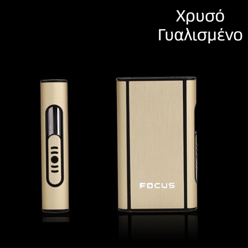 Focus Cigarette Box 10 Pack Χονδρό κουτί τσιγάρων Αυτόματο Blow Smoke Εξαιρετικά λεπτό κουτί τσιγάρων αλουμινίου από πλαστικό με γράμματα