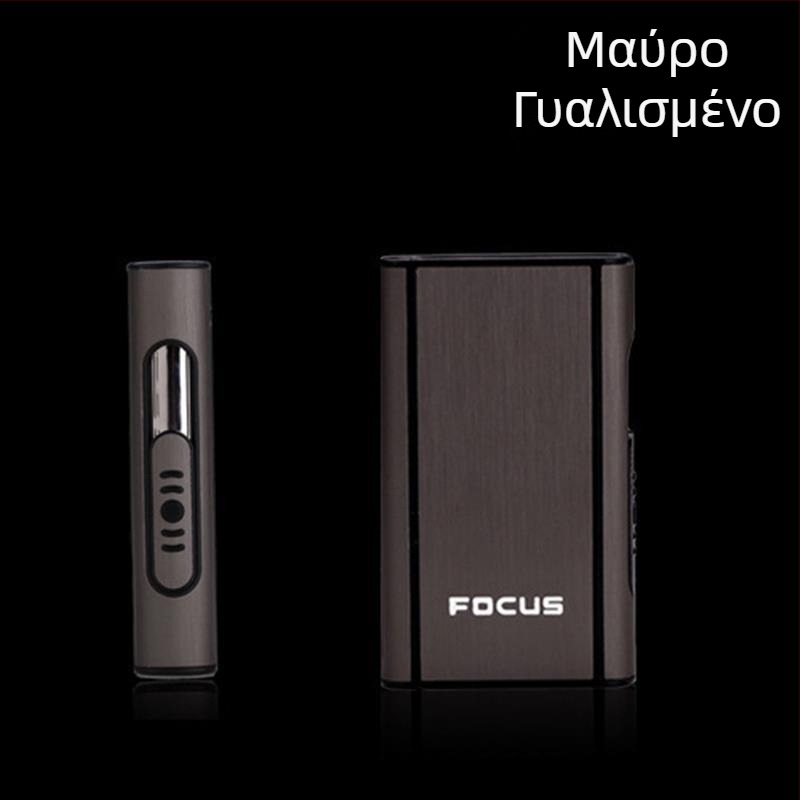 Focus Cigarette Box 10 Pack Χονδρό κουτί τσιγάρων Αυτόματο Blow Smoke Εξαιρετικά λεπτό κουτί τσιγάρων αλουμινίου από πλαστικό με γράμματα
