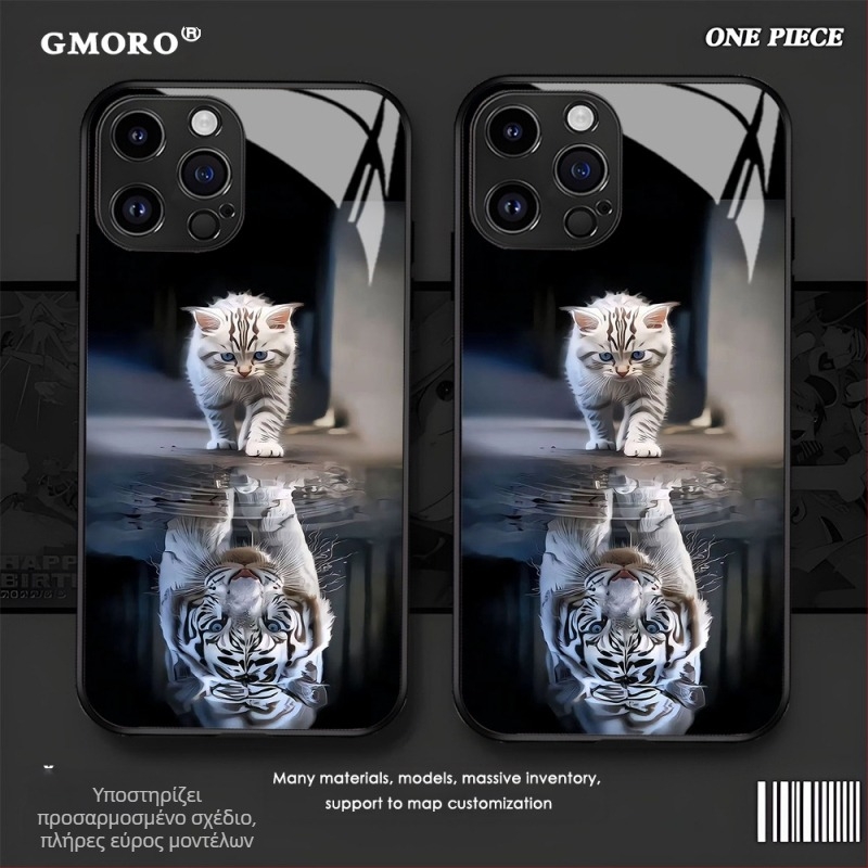 Θήκη τηλεφώνου Temu Cat Tiger για iPhone 17, με καυτές πωλήσεις, 15Pm, γυάλινη θήκη Ip12, δημιουργική, 13Pm, μοντέρνα μάρκα, 11, νέο μοντέλο