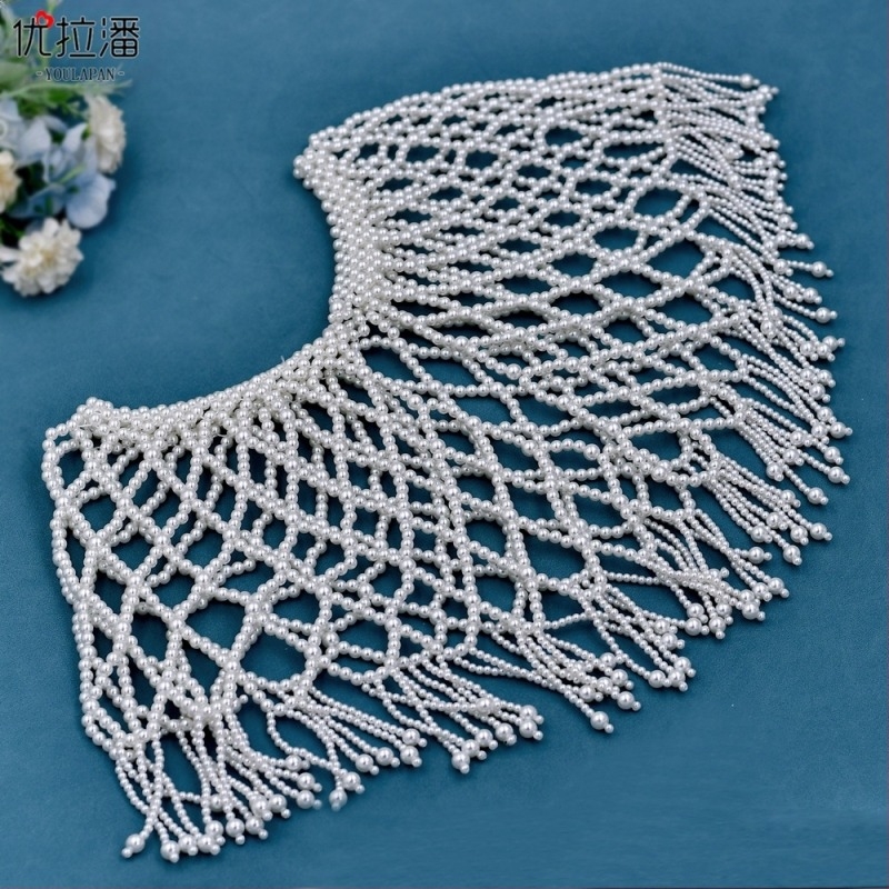 Youlapan Sg47 Εξαγωγή Βαριά Βιομηχανία Han Dynasty Cloud Shoulder Accessories με χάντρες Cheongsam Cut Out Pearl Tassel Shawl Short