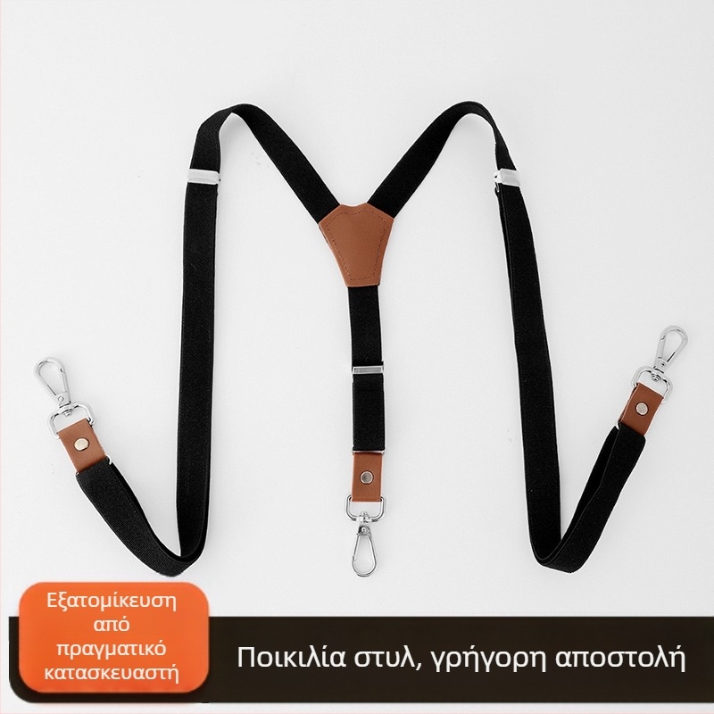 Νέο ανδρικό παντελόνι κοστουμιού με τιράντες, μονόχρωμο, για ενήλικες άνδρες και γυναίκες, με ελαστικές τιράντες και τρία κλιπ