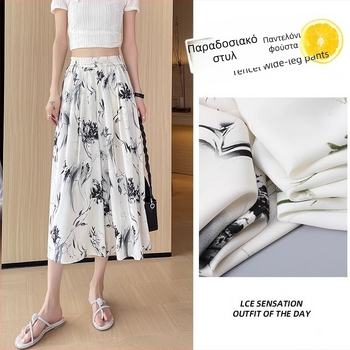 Γυναικείοι culottes από ice silk για καλοκαίρι, ελαφριές, χαλαρή γραμμή, chiffon, προστασία από τον ήλιο, φαρδιές παντελόνες, διαθέσιμες σε plus size και μικρού ύψους