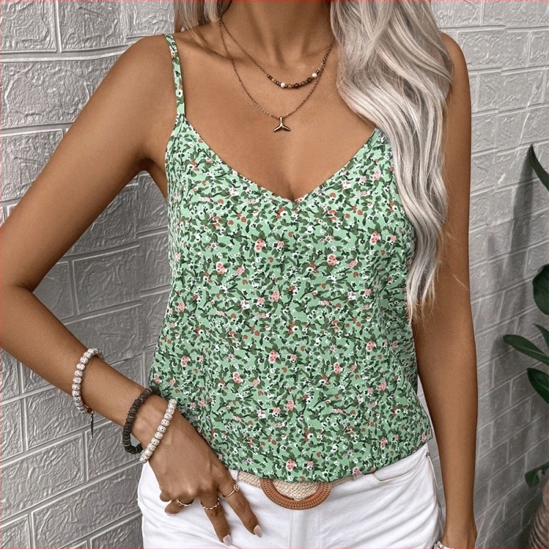 Γυναικείο Γιλέκο Xibo Cross-border 2025 Explosions Summer European and American με φλοράλ στάμπα, μικρό, με σχέδιο