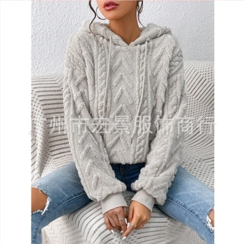 Διασυνοριακό 2023 Amazon Autum Νέο Γυναικείο Φούτερ με Κουκούλα και Κορδόνι, Βελούδο, Μακρυμάνικο, Casual, Πουλόβερ