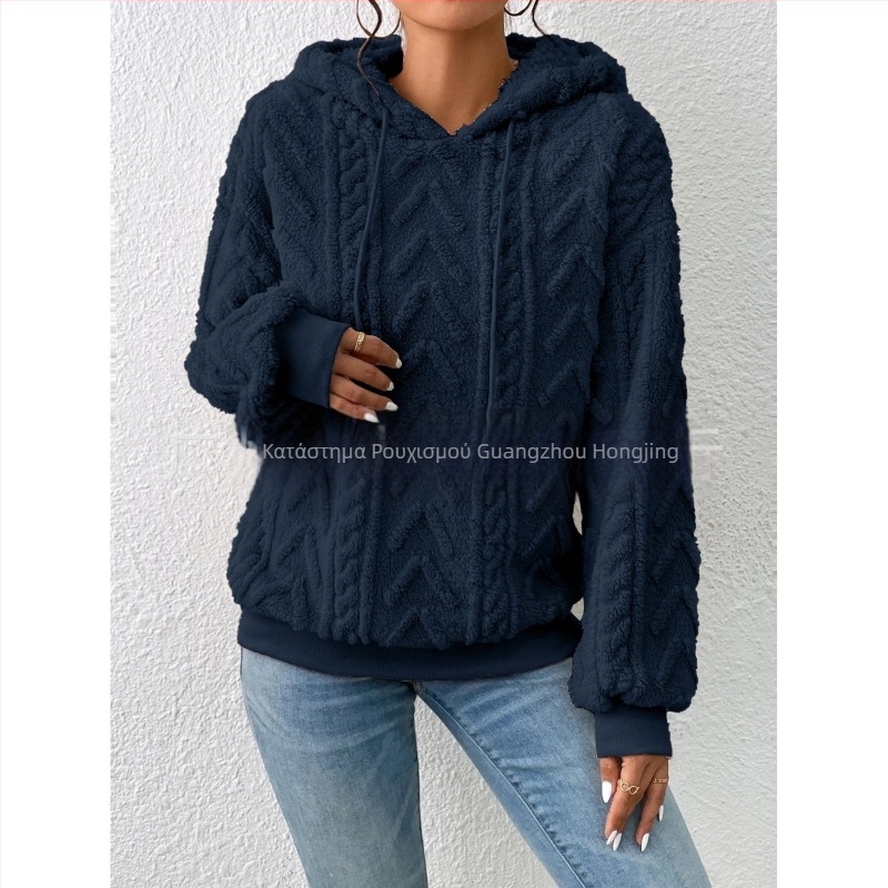 Διασυνοριακό 2023 Amazon Autum Νέο Γυναικείο Φούτερ με Κουκούλα και Κορδόνι, Βελούδο, Μακρυμάνικο, Casual, Πουλόβερ