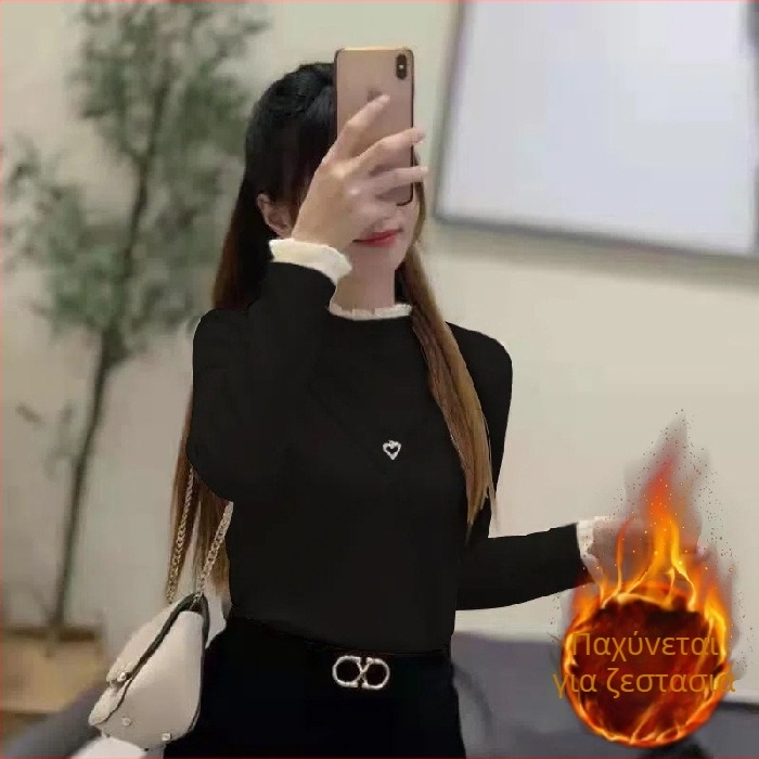 Μια γενιά από δαντελένιο, διπλής όψης βελούδινο πουκάμισο με μισό ψηλό γιακά, παχύ, νέο χειμωνιάτικο λεπτό μπουφάν plus size χονδρικής