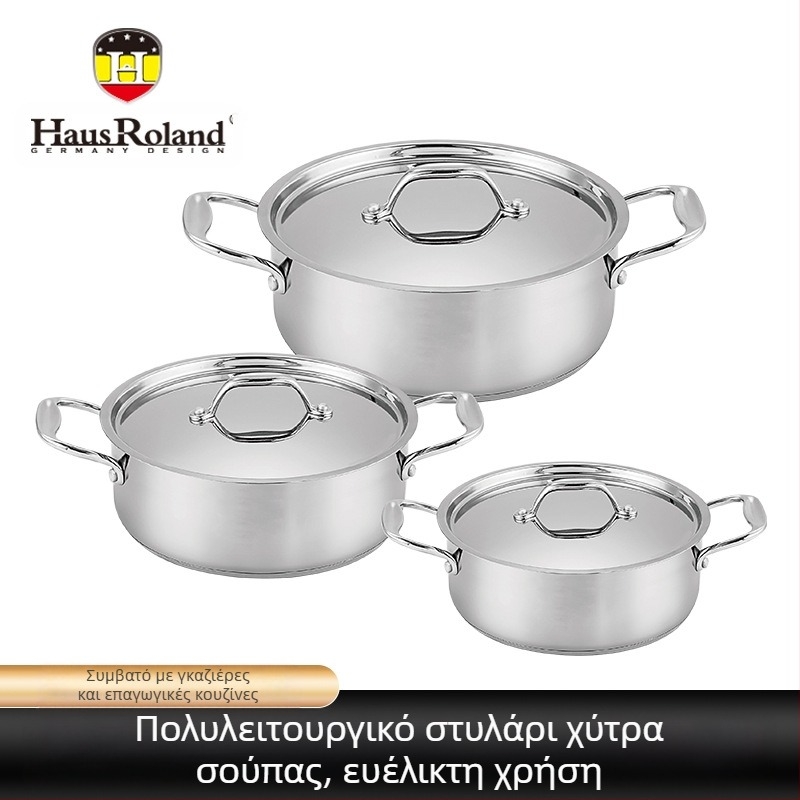 Σετ 6 τεμαχίων από ανοξείδωτο ατσάλι για σούπα, οικιακής χρήσης, μαγειρικά σκεύη εξαγωγής, συνδυαστική σούπα, διασυνοριακή κατσαρόλα γάλακτος αερίου Binaural