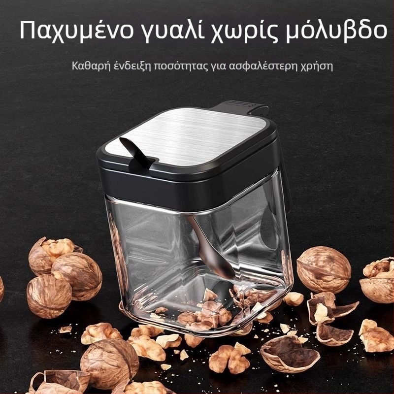 Βάζο αποθήκευσης κουζίνας για καρυκεύματα, γυάλινο βάζο αλατιού, βάζο καρυκευμάτων, αλάτι οικιακής χρήσης, κουτί καρυκευμάτων MSG