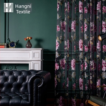 Αμερικανικές λεπτές ημιδιαφανείς τυπωμένες σήτες παραθύρων, διακοσμήσεις οικιακής ατμόσφαιρας με τελειωμένες κουρτίνες με γάζα, διασυνοριακές τυπωμένες κουρτίνες γάζας