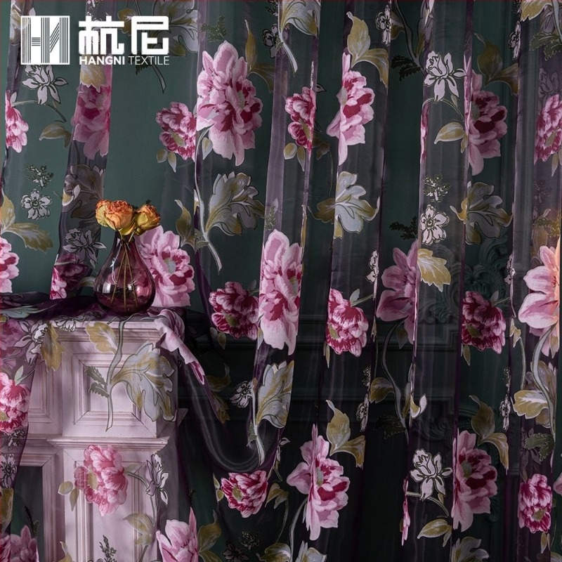 Αμερικανικές λεπτές ημιδιαφανείς τυπωμένες σήτες παραθύρων, διακοσμήσεις οικιακής ατμόσφαιρας με τελειωμένες κουρτίνες με γάζα, διασυνοριακές τυπωμένες κουρτίνες γάζας