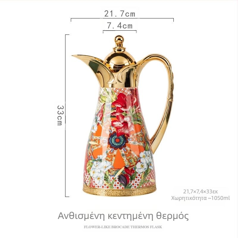 Λουλούδια όπως μπροκάρ θερμός μεγάλης χωρητικότητας οικιακός θερμός βραστήρας βραστήρας ζεστού νερού γυάλινη επένδυση θερμός τσαγιέρα χονδρικής