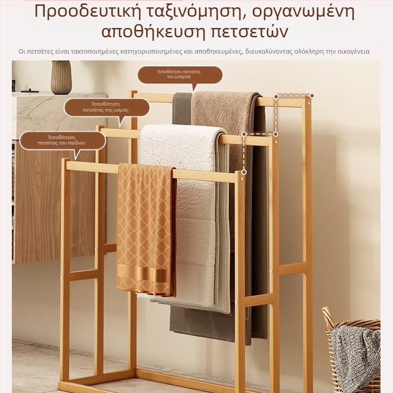 Ράφι πετσετών μπάνιου, τουαλέτα, μπαμπού, κρεμαστή θήκη, ράφι αποθήκευσης, πετσέτα μπάνιου, αφαιρούμενη, επιδαπέδια, απλή