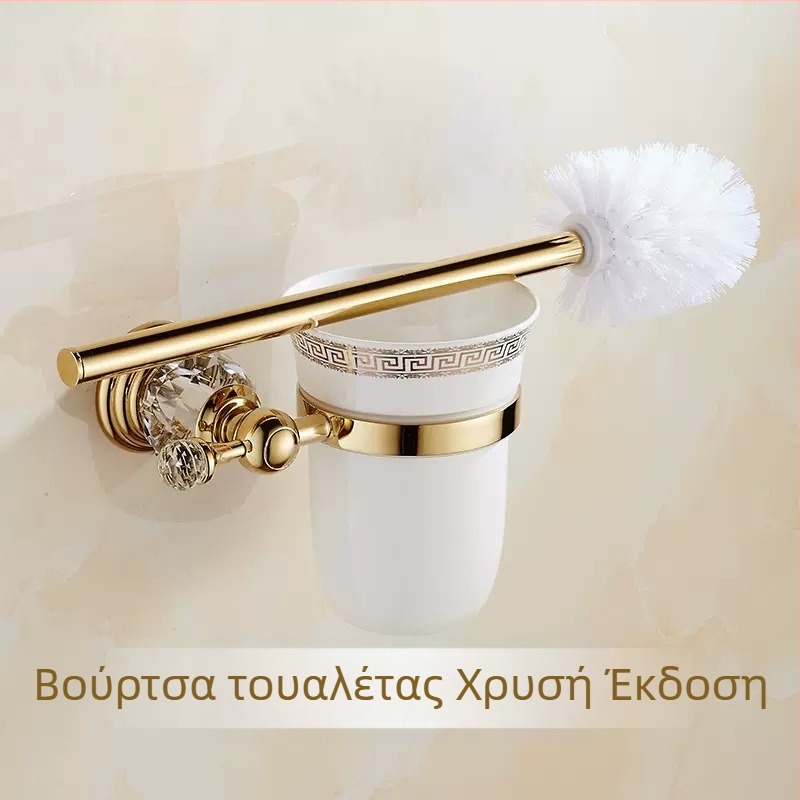 Βάση βούρτσας τουαλέτας ευρωπαϊκού στιλ Golden Crystal Series Antique Hardware Medant Toilet Supplies Set Wireless Cleaning Brush Set