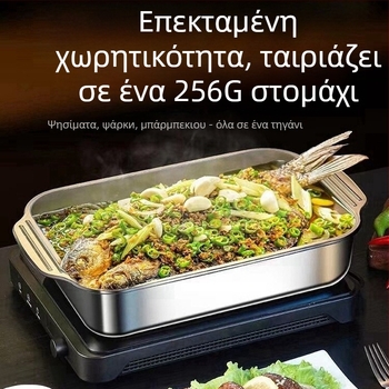 Δίσκος ψητού ψαριού από ανοξείδωτο ατσάλι με καπάκι και λαβή, δίσκος ψησίματος με παχύρρευστο λάστιχο για καραβίδες, δίσκος θαλασσινών σε απόθεμα, χονδρική πώληση