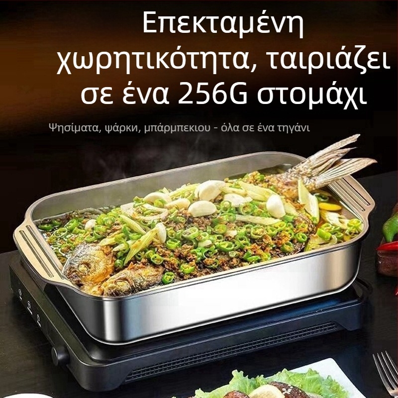 Δίσκος ψητού ψαριού από ανοξείδωτο ατσάλι με καπάκι και λαβή, δίσκος ψησίματος με παχύρρευστο λάστιχο για καραβίδες, δίσκος θαλασσινών σε απόθεμα, χονδρική πώληση