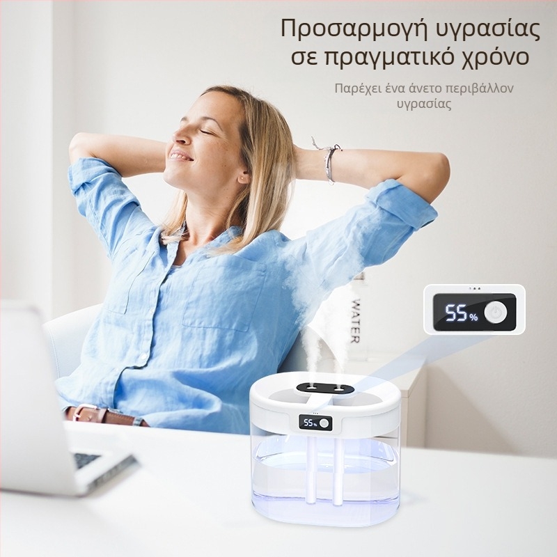 Νέος διασυνοριακός υγραντήρας διπλού πίδακα μεγάλης χωρητικότητας οικιακός αθόρυβος υγραντήρας πλήρωσης γραμμής USB με σπρέι υγραντήρα νυχτερινού φωτός