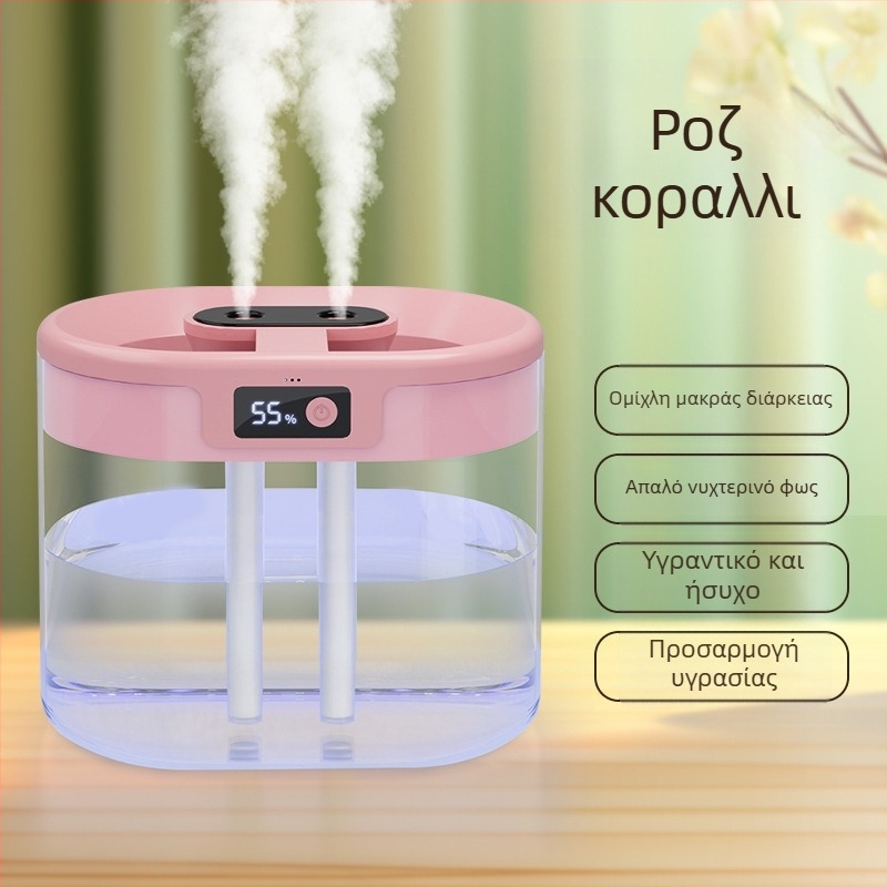 Νέος διασυνοριακός υγραντήρας διπλού πίδακα μεγάλης χωρητικότητας οικιακός αθόρυβος υγραντήρας πλήρωσης γραμμής USB με σπρέι υγραντήρα νυχτερινού φωτός