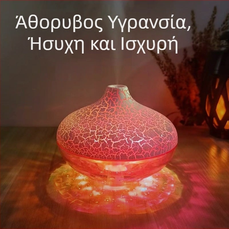 Νέος υγραντήρας επιφάνειας εργασίας με κρυστάλλινη ρωγμή, πολύχρωμος ατμοσφαιρικός φωτισμός, αθόρυβος ψεκασμός στο σπίτι, διασυνοριακός, ζεστός μοντέλο