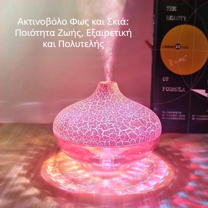 Νέος υγραντήρας επιφάνειας εργασίας με κρυστάλλινη ρωγμή, πολύχρωμος ατμοσφαιρικός φωτισμός, αθόρυβος ψεκασμός στο σπίτι, διασυνοριακός, ζεστός μοντέλο