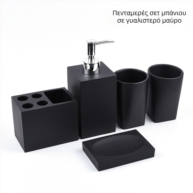Μπουκάλι απολυμαντικού χεριών Nordic Hotel με μαρμάρινο σχέδιο, σετ πέντε τεμαχίων μπάνιου, σετ τουαλέτας, δίσκος, διακοσμητικά από ρητίνη