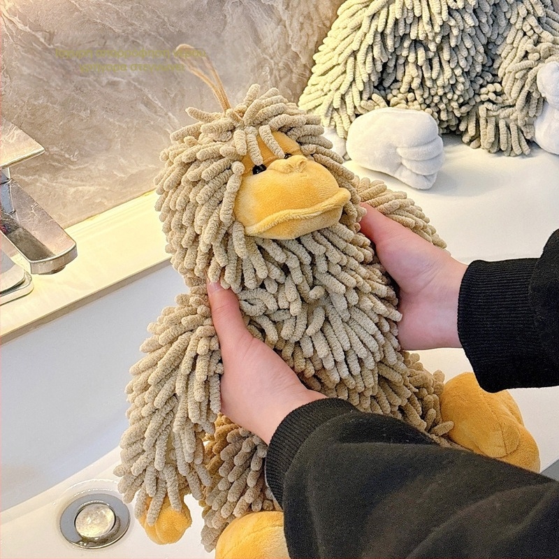 Χαριτωμένη τρισδιάστατη κούκλα σενίλ για χάντμπολ, κουζίνα, μπάνιο, σούπερ απορροφητικό μαντήλι, κρεμαστή πετσέτα, πετσέτα