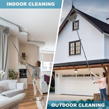 Σκούπα αφαίρεσης σκόνης 425cm εξαιρετικά μεγάλου μήκους, 2 ανταλλακτικές κεφαλές καθαρισμού τοίχου οροφής, ρυθμιζόμενο μήκος