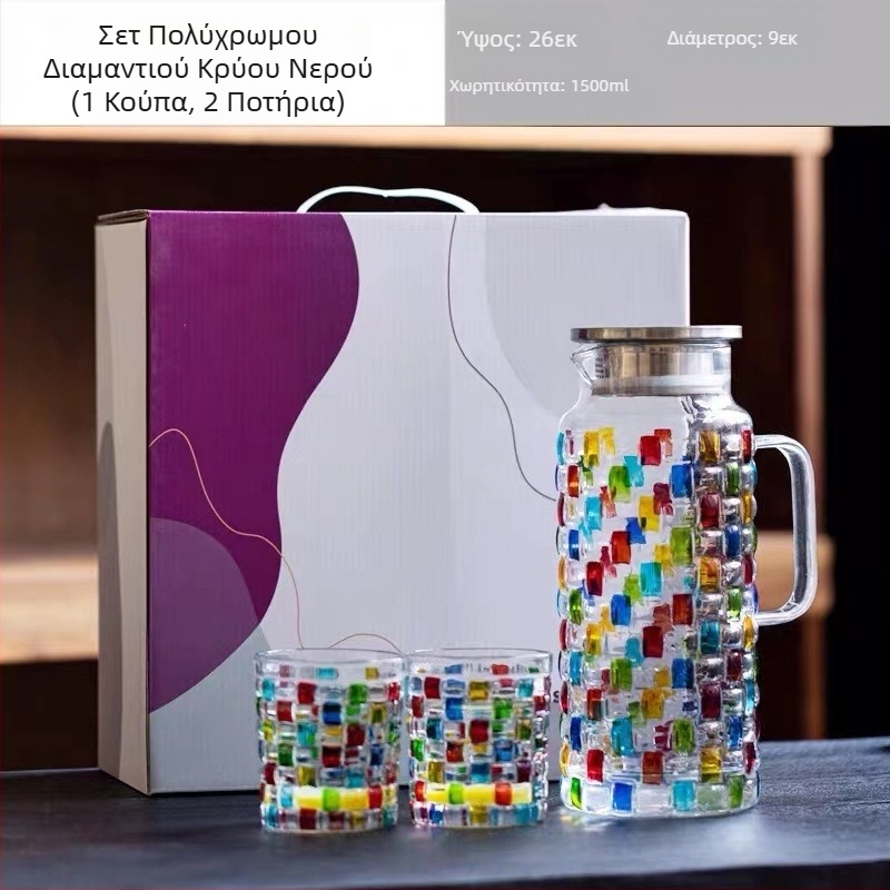 Μπουκάλι κρύου νερού από γυαλί ανθεκτικό σε υψηλή θερμοκρασία, υψηλής ποιότητας συσκευασία χρώματος, κρύο λευκό ανοιχτό νερό, μπουκάλι τσαγιού μεγάλης χωρητικότητας, ψυγείο οικιακό νερό Κύπελλο