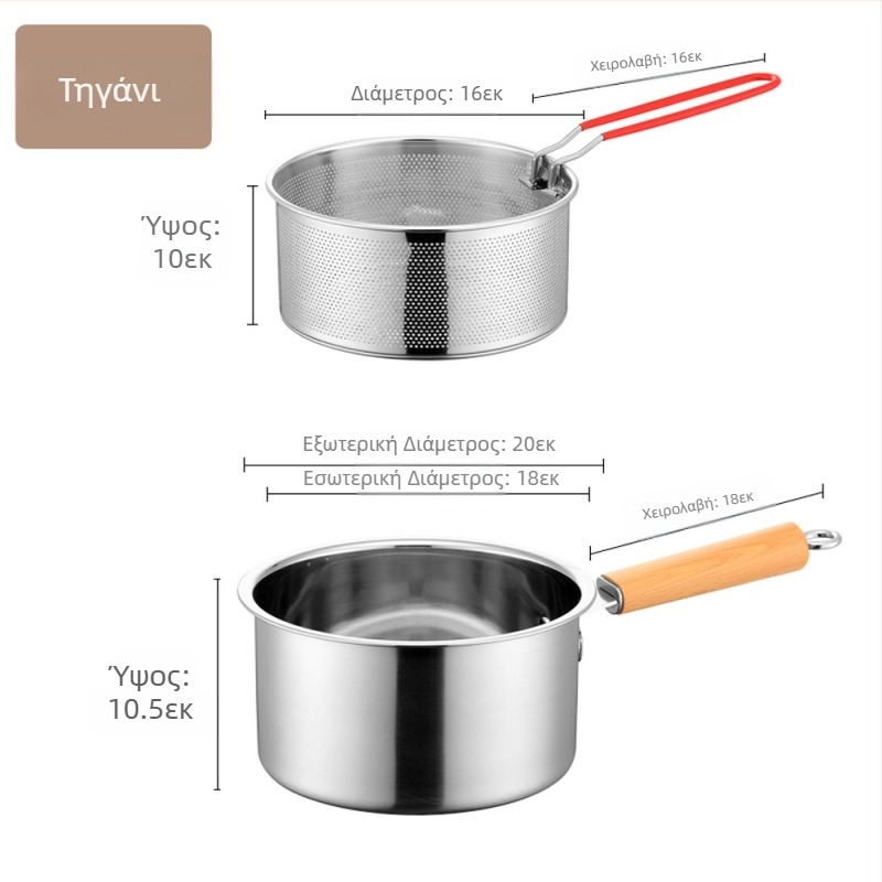 Μικρή κατσαρόλα από ανοξείδωτο ατσάλι για οικιακή χρήση με σουρωτήρι, κατσαρόλα αερίου, για τηγάνισμα από ανοξείδωτο ατσάλι 304 με οικονομία καυσίμου