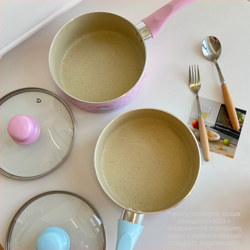 Ιαπωνικό Κρέμα Kulomi Big Ear Dog Merlot Home Dormitory Αντικολλητικό τηγάνι με καπάκι Μαγειρική με noodles Τηγανητό αυγό Γάλα σε κατσαρόλα σούπας