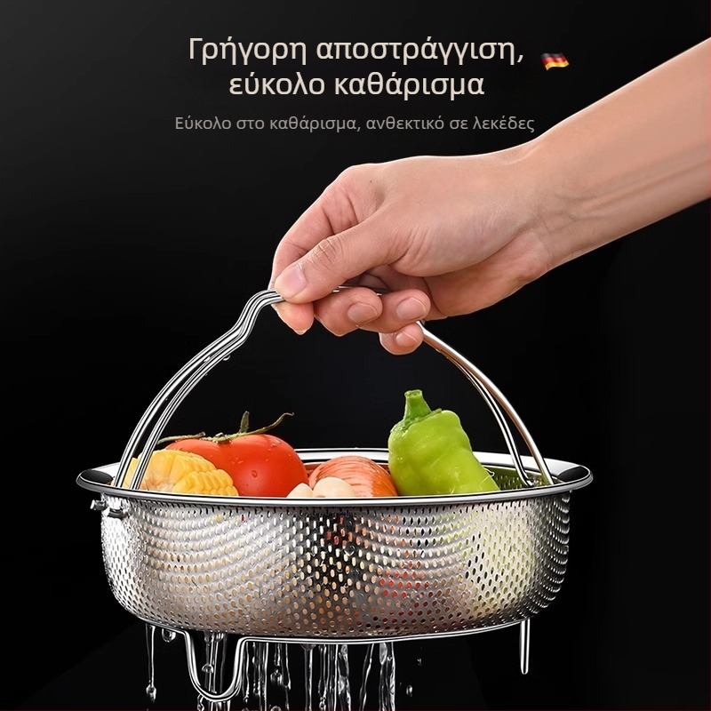 Ατμομάγειρας από ανοξείδωτο ατσάλι 304, αδιάβροχος ατμομάγειρας, λαχανικά στον ατμό, ψωμάκια στον ατμό με λαβή, σχάρα στον ατμό, σχάρες στον ατμό