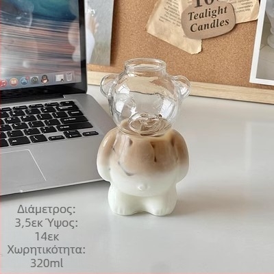 Γυαλί υψηλής διαφανούς βοριοπυριτικού γυαλιού οικιακής χρήσης ανθεκτικό στη θερμότητα μονής στρώσης INS στυλ εστιατόριο χαριτωμένο κινούμενα σχέδια χυμό μονής στρώσης φλιτζάνι