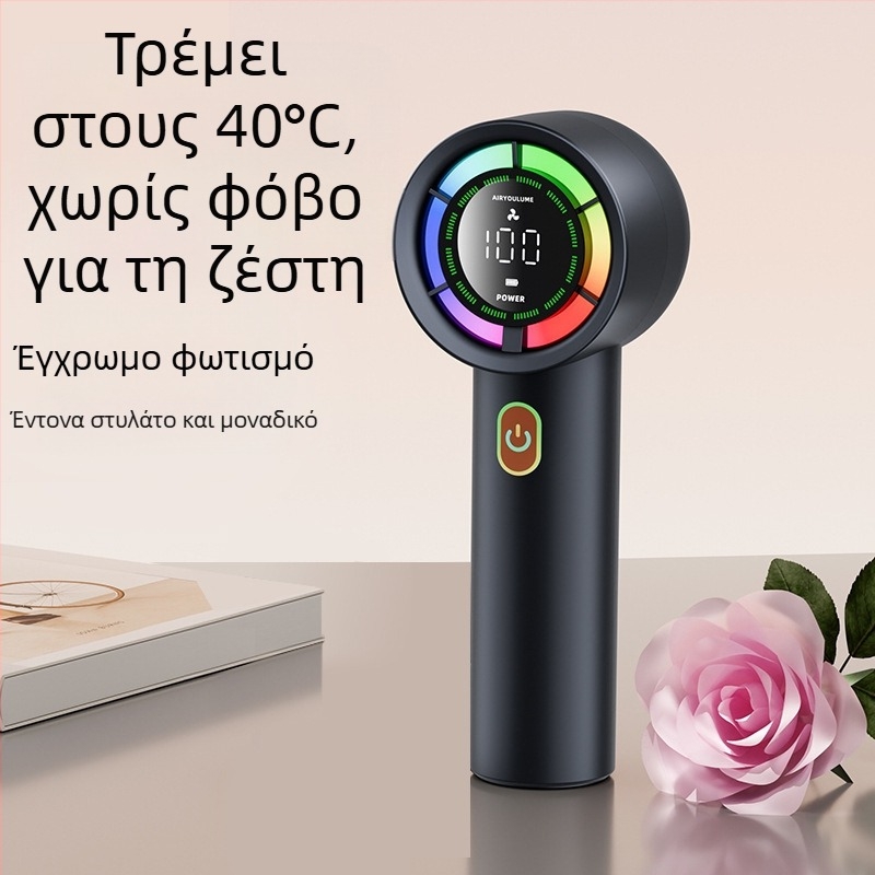 Μίνι φορητός ανεμιστήρας διασυνοριακής χρήσης, ψηφιακή οθόνη, αθόρυβος, μικρός ανεμιστήρας υψηλής ταχύτητας, φορητός, εξωτερικός ανεμιστήρας στροβίλου με φόρτιση USB