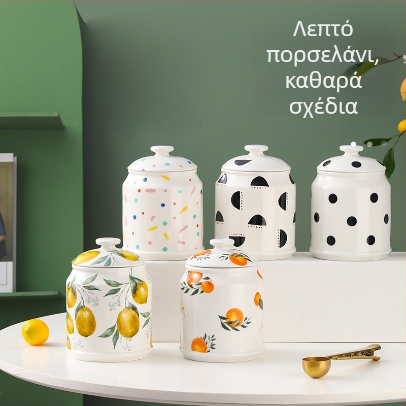 Βάζο κουζίνας από σκανδιναβικό στιλ, κεραμικό, βάζο αποθήκευσης για καφέ, σνακ, πολυτελές βάζο κουζίνας με λίρδα και καπάκι