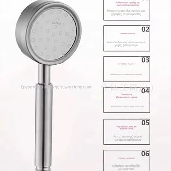 Κεφαλή ντους υπό πίεση από ανοξείδωτο ατσάλι, αντιεγκαύματα και πτώσεις, ρυθμιζόμενο ακροφύσιο χειρός, μεγάλη έξοδος νερού, σετ ντους ψεκασμού με τετράγωνη κορυφή