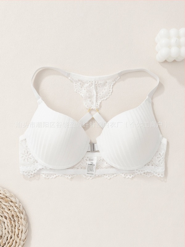 Ευρωπαϊκό και αμερικανικό διασυνοριακό εσώρουχο Amazon Νέο σέξι ριγέ σουτιέν με αγκράφα μπροστά, push-up τυπωμένο σουτιέν με δαντέλα στην πλάτη