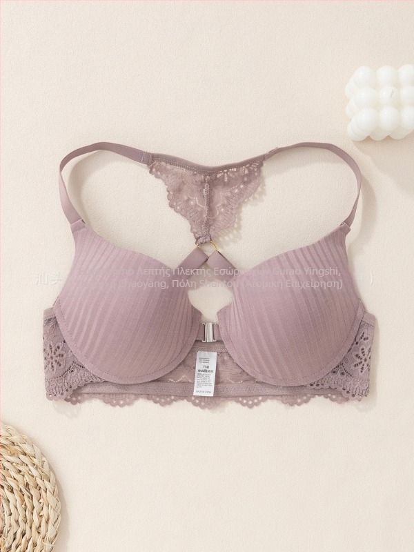 Ευρωπαϊκό και αμερικανικό διασυνοριακό εσώρουχο Amazon Νέο σέξι ριγέ σουτιέν με αγκράφα μπροστά, push-up τυπωμένο σουτιέν με δαντέλα στην πλάτη