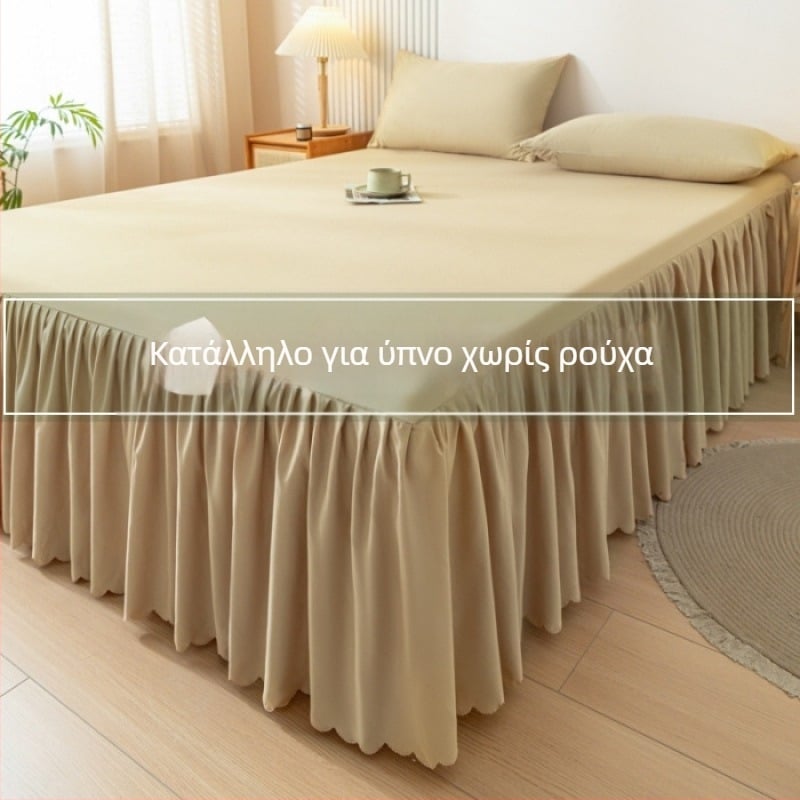 Φούστα κρεβατιού κορεατικού στιλ, μονό κάλυμμα κρεβατιού, προστατευτικό κάλυμμα κρεβατιού, αντιολισθητικό, μονόχρωμο σεντόνι, φούστα κρεβατιού τριών τεμαχίων σε στυλ πριγκίπισσας