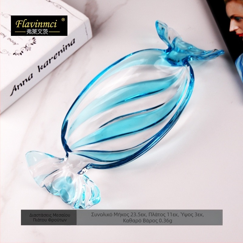 Πιάτο φρούτων από έγχρωμο γυαλί, δημιουργικό πιάτο σε σχήμα καραμέλας, πιάτο καραμέλας, οικιακό σαλόνι, πιάτο αποξηραμένων φρούτων, πιάτο φαγητού, πιάτο φρούτων