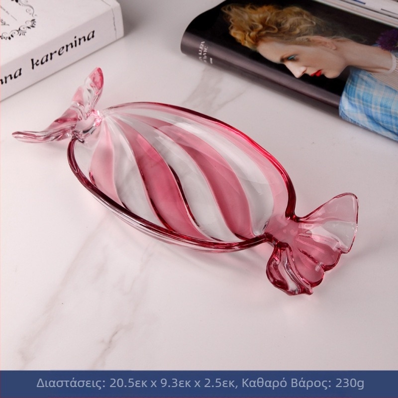 Πιάτο φρούτων από έγχρωμο γυαλί, δημιουργικό πιάτο σε σχήμα καραμέλας, πιάτο καραμέλας, οικιακό σαλόνι, πιάτο αποξηραμένων φρούτων, πιάτο φαγητού, πιάτο φρούτων