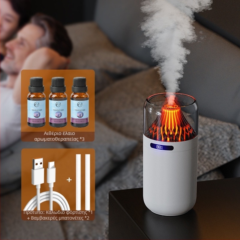 Νέος υγραντήρας προσομοίωσης ηφαιστείου, πολύχρωμος διαχύτης αρώματος, επαναφορτιζόμενος USB, επιτραπέζιος υπολογιστής, θυμίαμα αυτοκινήτου, αναπλήρωση νερού, νυχτερινό φως ατμόσφαιρας