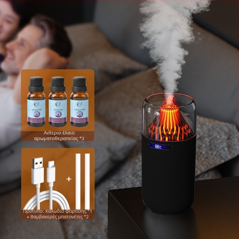 Νέος υγραντήρας προσομοίωσης ηφαιστείου, πολύχρωμος διαχύτης αρώματος, επαναφορτιζόμενος USB, επιτραπέζιος υπολογιστής, θυμίαμα αυτοκινήτου, αναπλήρωση νερού, νυχτερινό φως ατμόσφαιρας