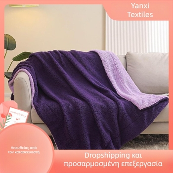 Κουβέρτα αρνιού διπλής στρώσης, μονόχρωμη, φανελένια, χειμωνιάτικη, μονόχρωμη, χοντρή κουβέρτα Sherpa