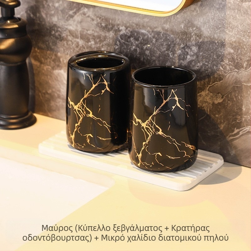 Ευρωπαϊκό στυλ Μοντέρνα θήκη οδοντόβουρτσας για οικιακή χρήση μπάνιου με μαρμάρινο μοτίβο Κεραμικό καλλυντικό κύπελλο οδοντόβουρτσας για ζευγάρια