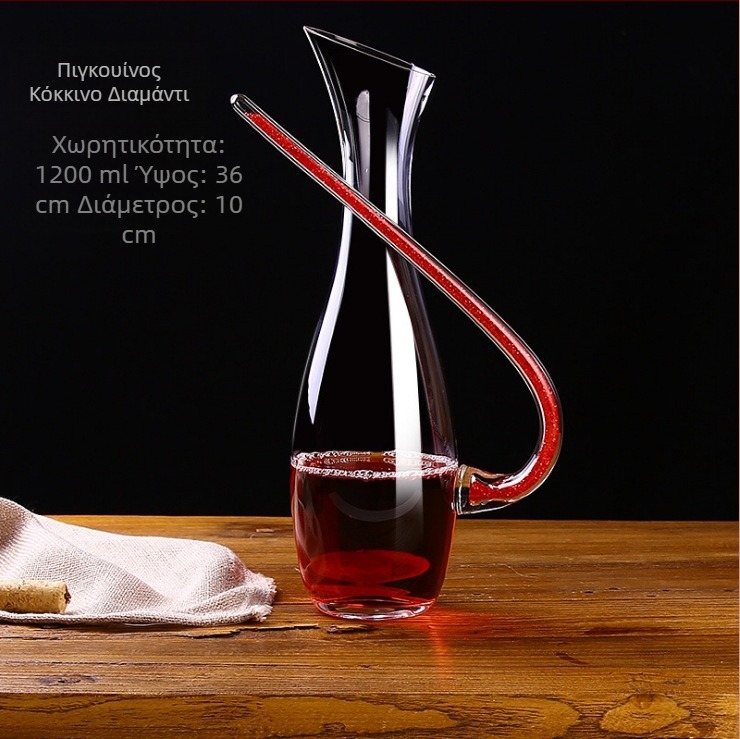 Κρυστάλλινη καράφα κόκκινου κρασιού χωρίς μόλυβδο, δημιουργική γυάλινη καράφα, γρήγορο σετ οινοπνευματωδών ποτών, ποτήρι κόκκινου κρασιού