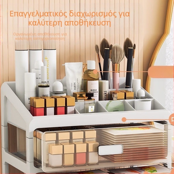 Κουτί αποθήκευσης καλλυντικών διαφανές συρτάρι γραφείου τύπου σκόνης-ανθεκτικό σε σκόνη περιποίηση δέρματος μπουντουάρ μεγάλης χωρητικότητας κοιτώνα κουτί μακιγιάζ