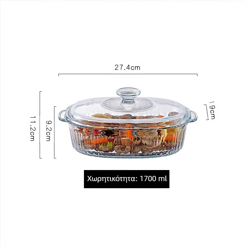 Φούρνος μικροκυμάτων ανθεκτικό στη θερμότητα γυάλινο ταψί φούρνου ψησίματος επιτραπέζια σκεύη φούρνου ψημένο μπολ ρυζιού στον ατμό πιάτα στρογγυλό ορθογώνιο ατμιστό πιάτο ψαριού κρυστάλλινη κατσαρόλα