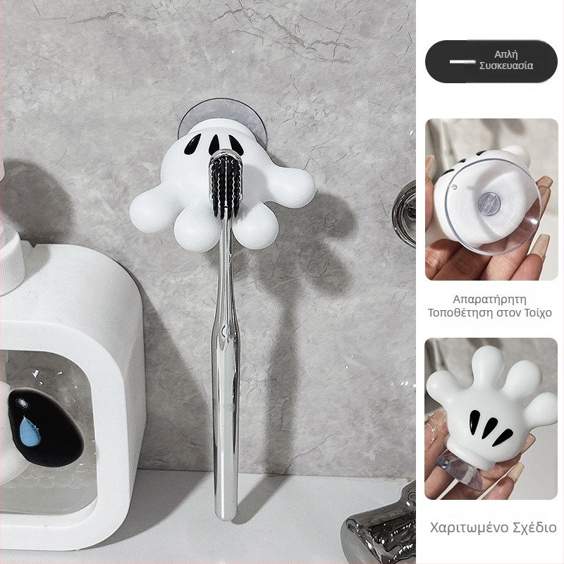 Δημιουργική θήκη οδοντόβουρτσας με κινούμενα σχέδια Palm για οικιακή χρήση, επιτοίχια βάση αποθήκευσης χωρίς γροθιές, χωρίς γάντζο