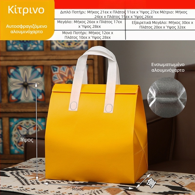 Μη υφασμένη τσάντα προσαρμοσμένη τσάντα μόνωσης μίας χρήσης για takeaway, προσαρμοσμένη τσάντα catering, συσκευασία τσαγιού γάλακτος, αλουμινόχαρτο με αυτοκόλλητη τσάντα